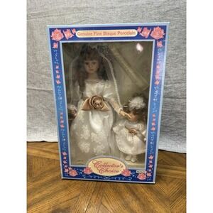 New In Box Porcelain Doll Collectors Choice Wedding Theme With Flower Girl